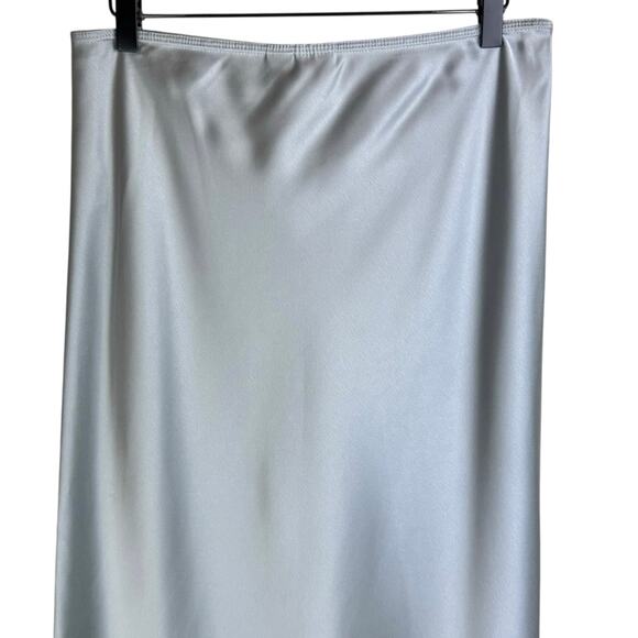 Joie M Mint Green Satin Unlined Lightweight Elastic Waistband Maxi Skirt - Picture 4 of 6